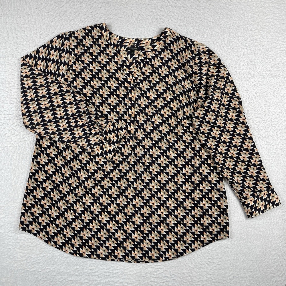 Talbots Shirt Womens 2X Geometric Multicolor‎ Office Career Corporate Colorful